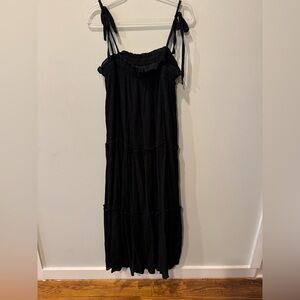 Smocked Tiered Black Maxi Dress with Spaghetti Straps